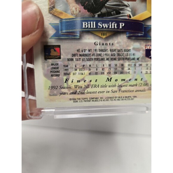 1994 Topps Finest #151 Giants Bill Swift Baseball Card - Picture 3 of 3